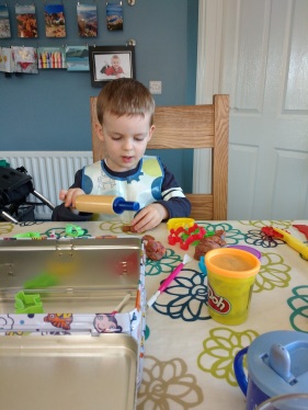 Play doh fun (on a really sunny day!)